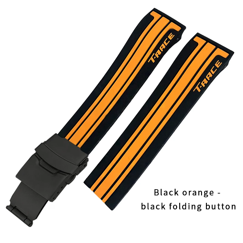 Original Tissot T-Race Men's T048417A, T048427A Black / Blue Rubber Band Strap e