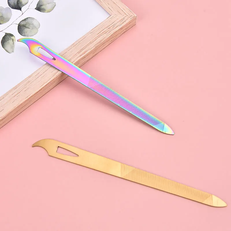 스테인리스 스틸 네일 파일 양면 두꺼운 손톱용 페디큐어 금속 네일 파일