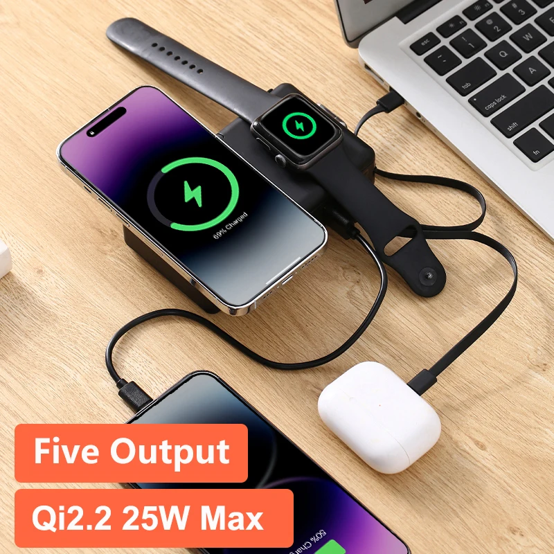 고체 배터리 65W GaN USB C 충전기 파워 뱅크 20000mAh Qi2.2 25W 마그네틱 무선 고속 충전기 아이폰 아이워치 에어팟용