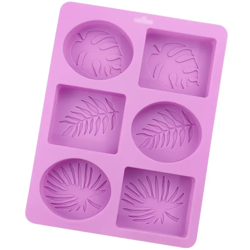 6 Pcs Embossed Leaf Silicone Soap Mold Hand-carved Crafts Gypsum Resin mould Diy Chocolate Cake Ice Cube Baking Tools Home Gift silicone mold baking mold soap molds