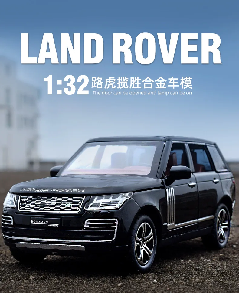 1:32 Land Rover Range Rover Suv Off-Road Vehicle Diecast Metal Alloy Model Car Pull Back Sound Light Car Kids Gift Collection 8 Undefined