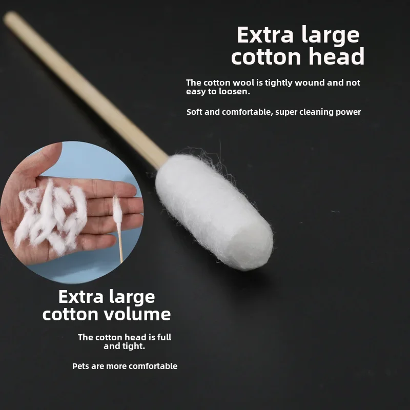 Cotton Swab Ear Cleaner For Dogs Cats Pet Cotton Stick For Ear Eye Cleaning Long Bamboo Swab
