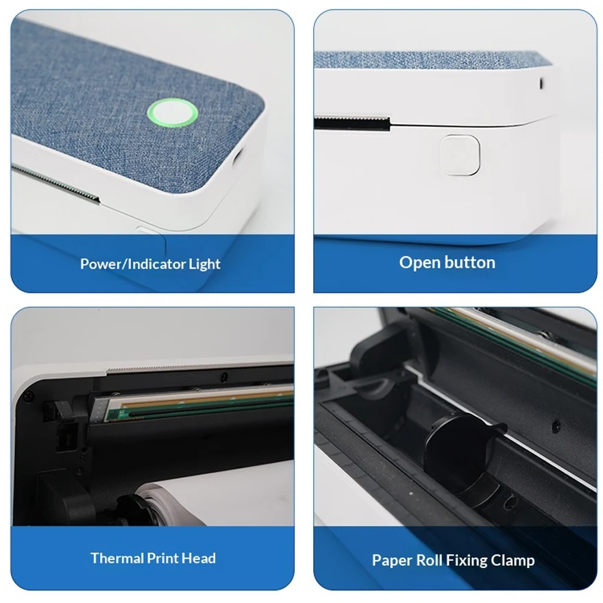 휴대용 A4 프린터 잉크리스 블루투스 모바일 프린터 (아이폰, 아이패드, 노트북, PC 호환) 레터 사이즈 문서 및 사진 미니 프린터