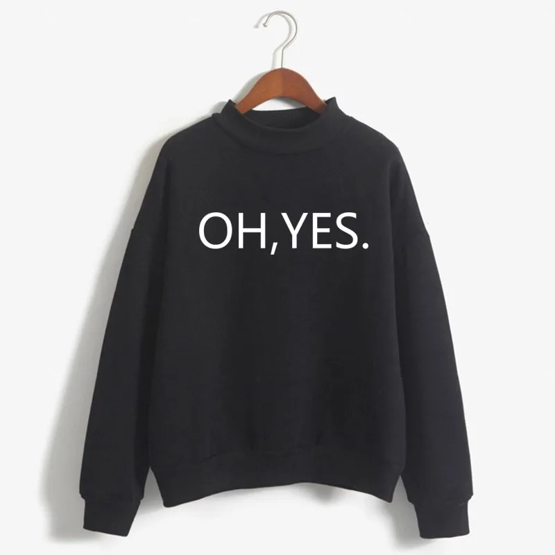 

OH ,YES. letters Print Woman Sweatshirt Sweet Korean O-neck Knitted Pullover Autumn Winter Candy Color Women Clothes