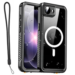 Durable IP68 Waterproof Metal Phone Case with Magsafe Magnetic Cover - iPhone 17 e (Black)