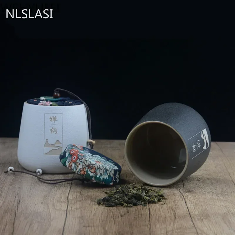 Ceramics Tea Jar Tieguanyin Containers Travel Tea Bag Storage Box Portable Stoneware Caddy Kitchen Coffee Spice Canister tea tin box tea canister ceramic storage jar