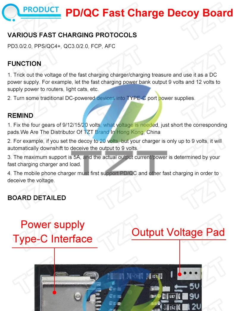 Typ-C PD 2,0 PD 3,0 9V 12V 15V 20V Schnelle Ladung Trigger Realzeitwahl Detektor USB Boost Netzteil Ändern Modul Ladegerät Bord Werkzeuge – Detail 1