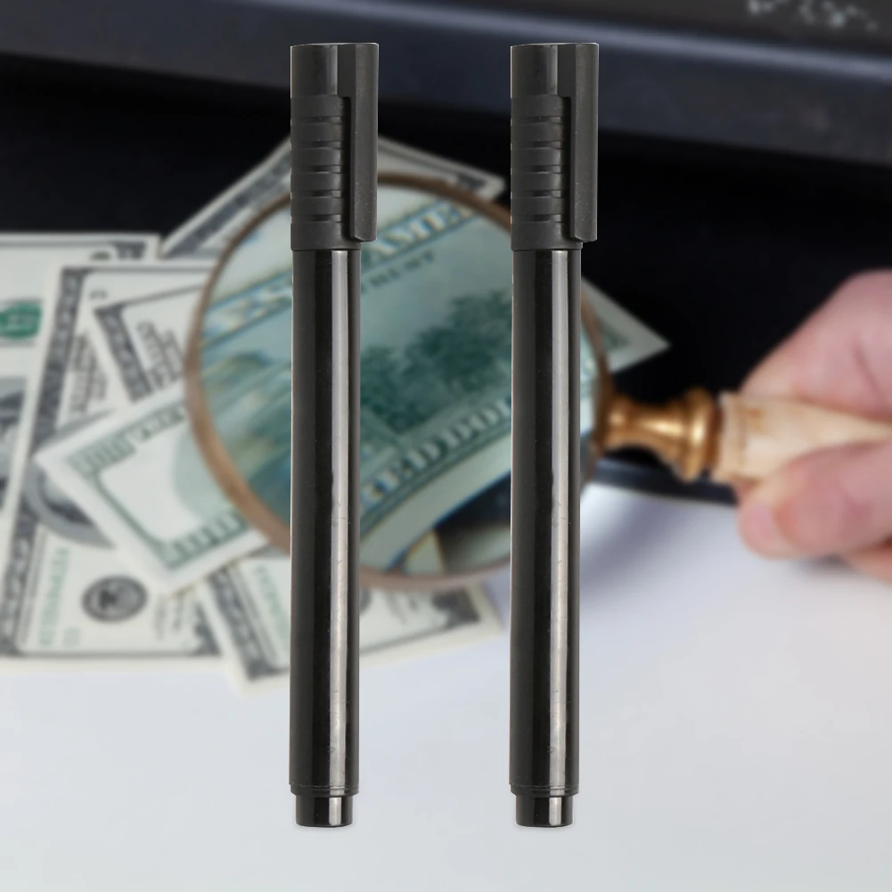 2 sztuk pieniądze Checker pióro testowe przenośny Mini detektor walut pióro lekkie banknoty pióro testowe Graffiti dla dolara amerykańskiego Bill