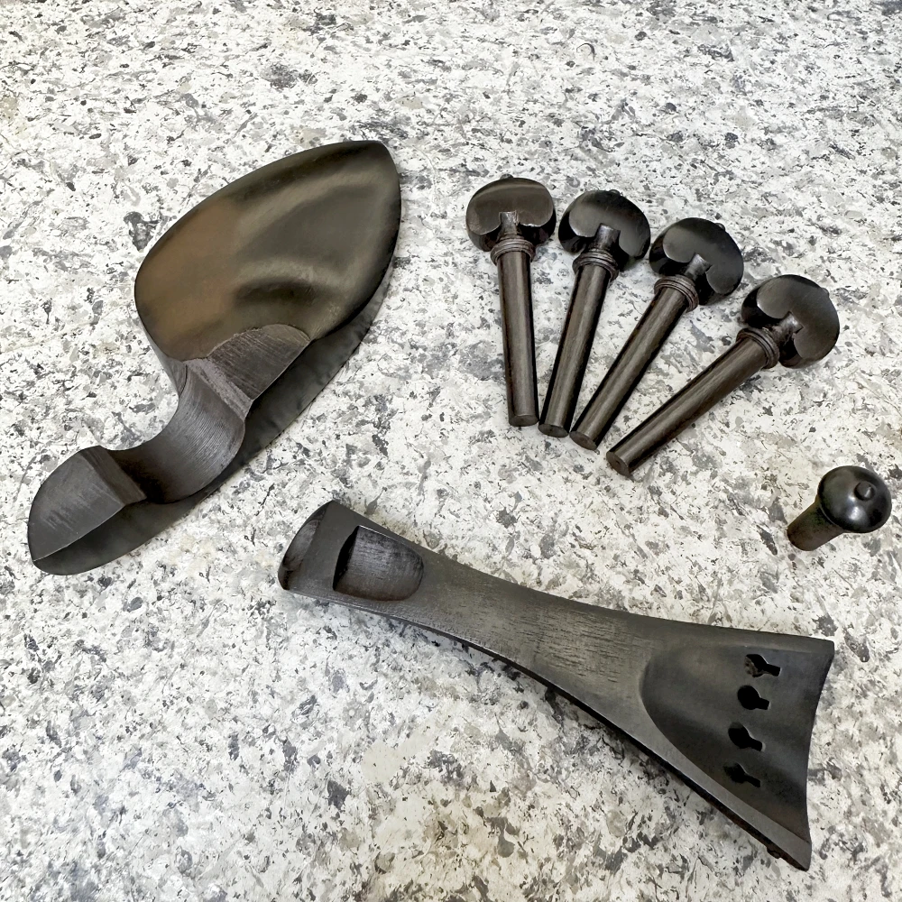 Ebony Wood Violin Pegs Chin Rest End Pin Tuner Tailpiece Set 4/4 Violin Viola Parts Accessories