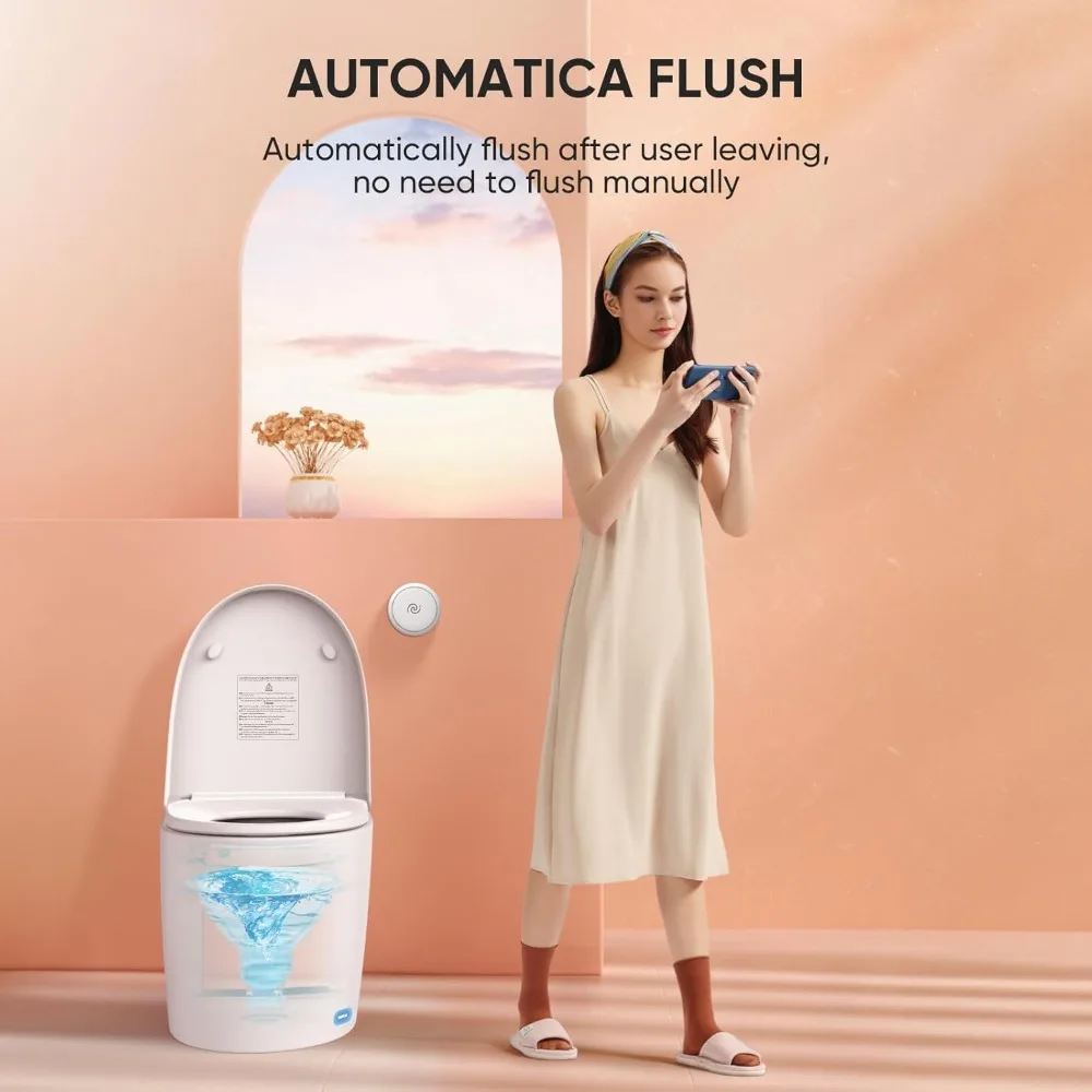 Smart Toilet with Built-in Heated Seat, Tankless Toilet with Auto Flushing,Adjustable Seat Temp, Flush Remote Control, Elongated 6