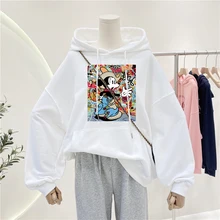 

Disney Cowboy Mickey Hodies Men Women Fashion Loose Hooded Sweatshirts Male Winter Spring Streetwear Casual Pullover Women Coats