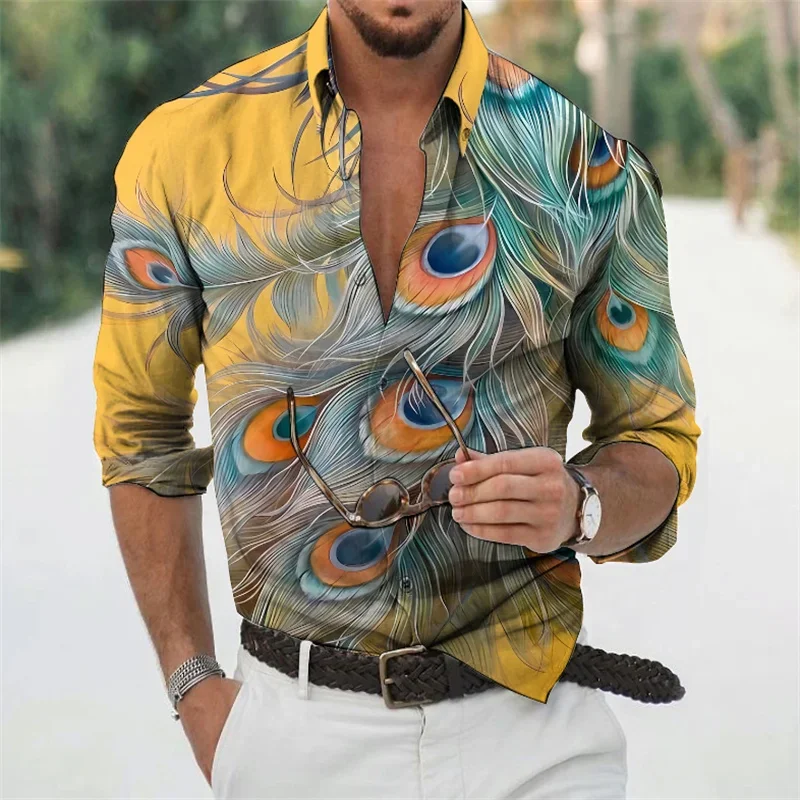 Men's Casual Shirts 2024 Long Sleeve Hawaiian Men's Tops Street Outdoor Soft Lightweight Comfortable Extra Large Size