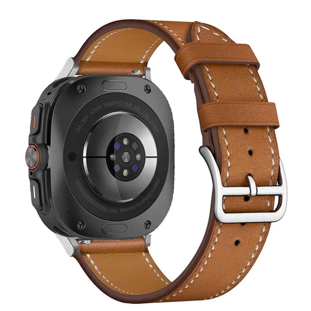 Premium Synthetic Leather Strap for Smartwatch - Elegant Bracelet with Connector