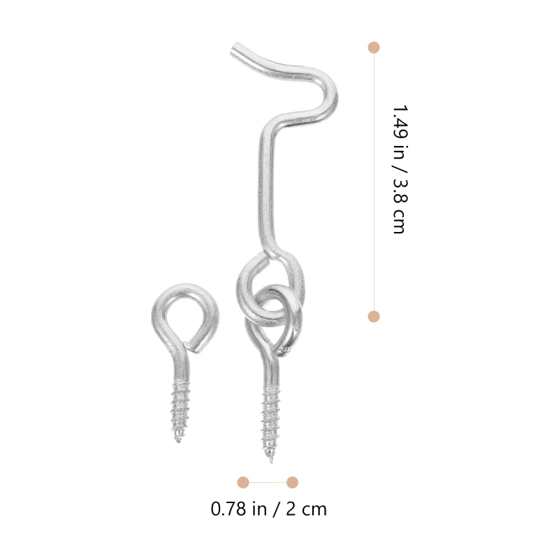 Description Picture 5 of item4 Sets Window Door Hook Safety Latches Cabin Eye Locks Barn Screen Swivel