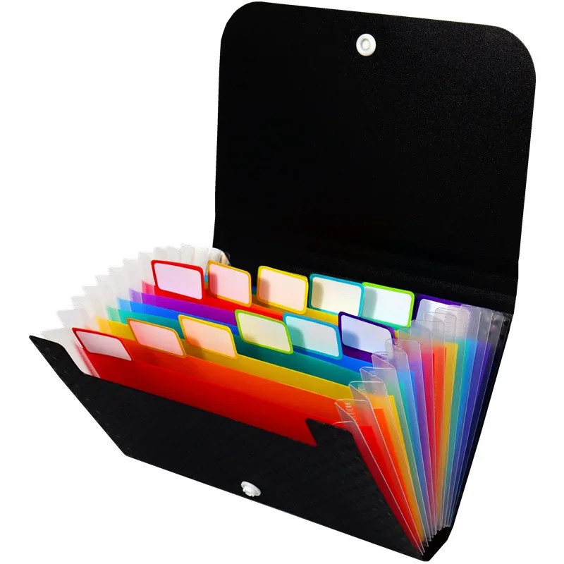 File Folder Small File Wallet Receipt Folder A6 Accordion Folder 7-layer 13-layer File Case Waterproof Self-adhesive Index Tabs