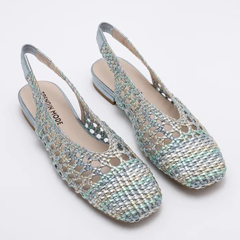 Trendin Mode Women Braided Pointed Toe Slingback Fashion Flat Bottom Elastic Backstrap Sandals 1