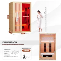Full Spectrum Sauna for Home, 1~2 Person Indoor Infrared Sauna Room with 10 Minutes Warm-up Heate, Wood Home Infrared Sauna 2