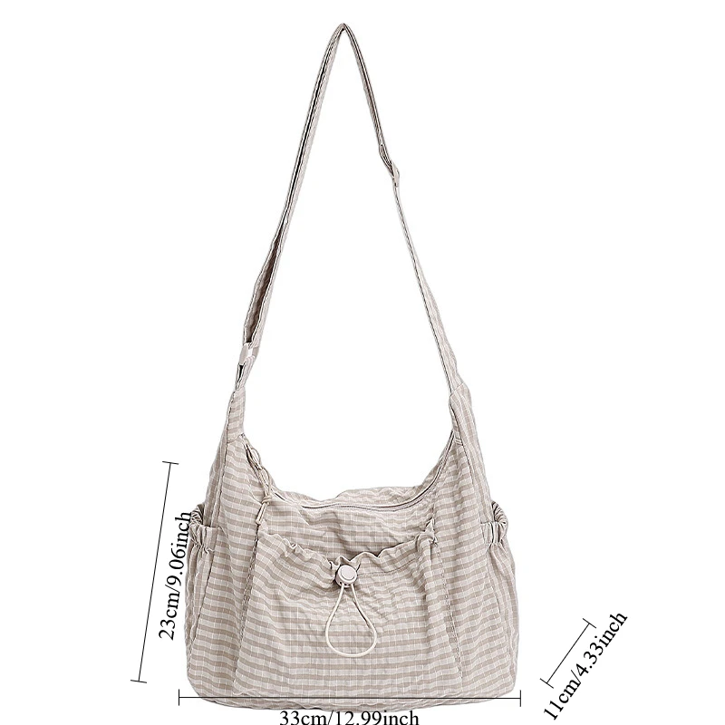 รูปสินค้า กระเป๋าสะพายไนลอนลายสก็อต แฟชั่นเรียบหรู สำหรับเดินทาง