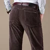 2024 Autumn Winter Men's Corduroy Casual Pants Solid Color Business Fashion Slim Fit Trousers Male Stretch Straight New Pants