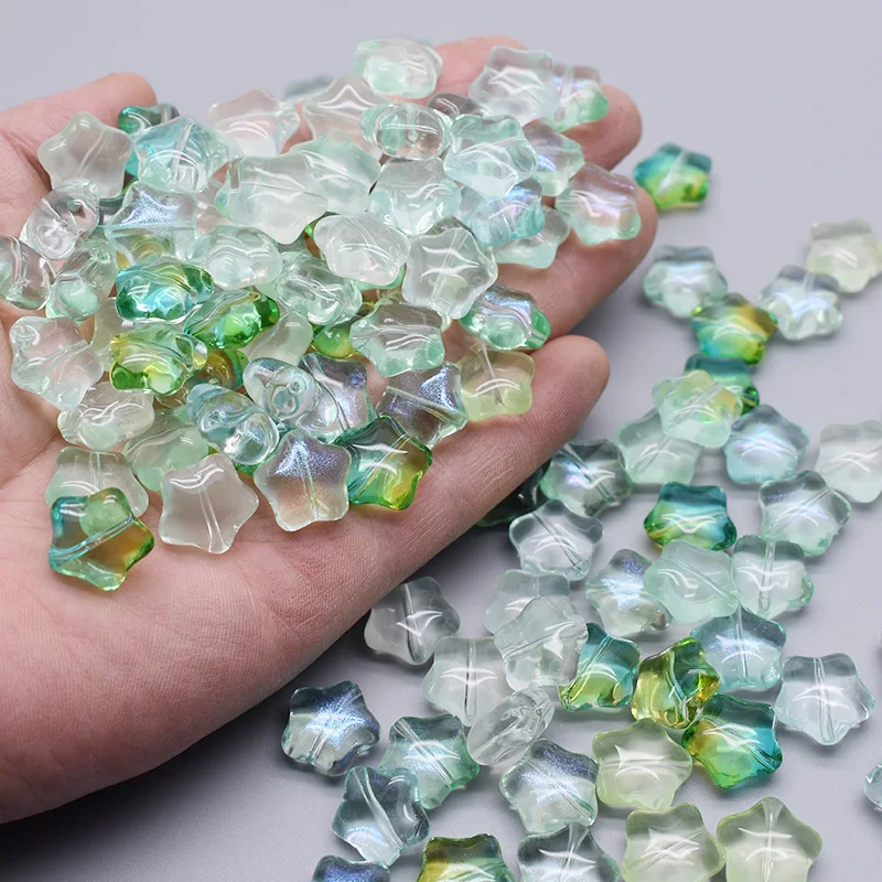 Colorful Five-Pointed Star Glass Beads - Set of 10
