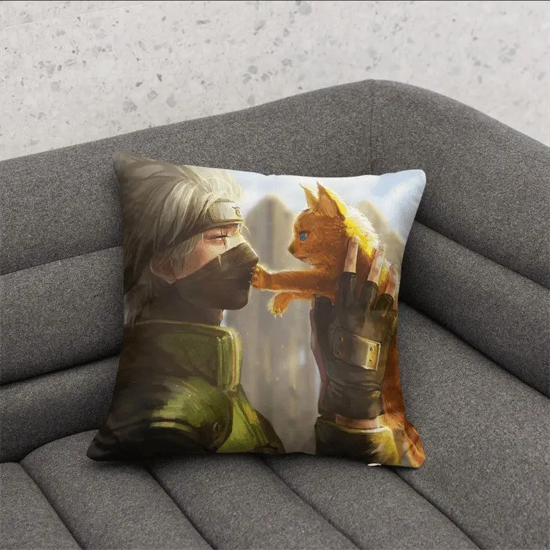 thumbnail image 1 of Funda de almohada con figura de anime Naruto, funda de almohada con estampado de dibujos animados de Kakashi Sasuke, almohada para sofá o coche, decoración del hogar, regalos navideños para niños, 1 of 5