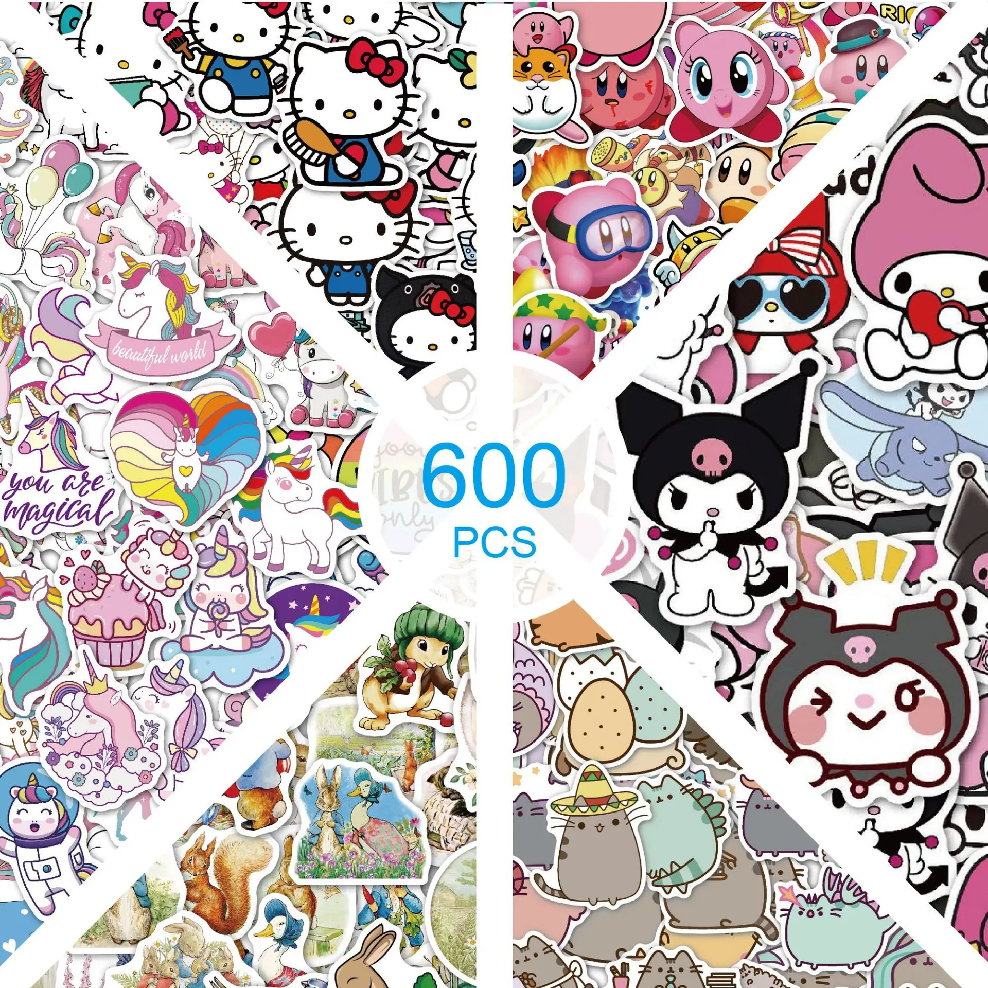 100pcs Anime Cartoon Hello Kitty Sticker Toys For Kids Kawaii Stickers Cute Sanrio Laptop Skin Kuromi DIY Deco | Игрушки и хобби