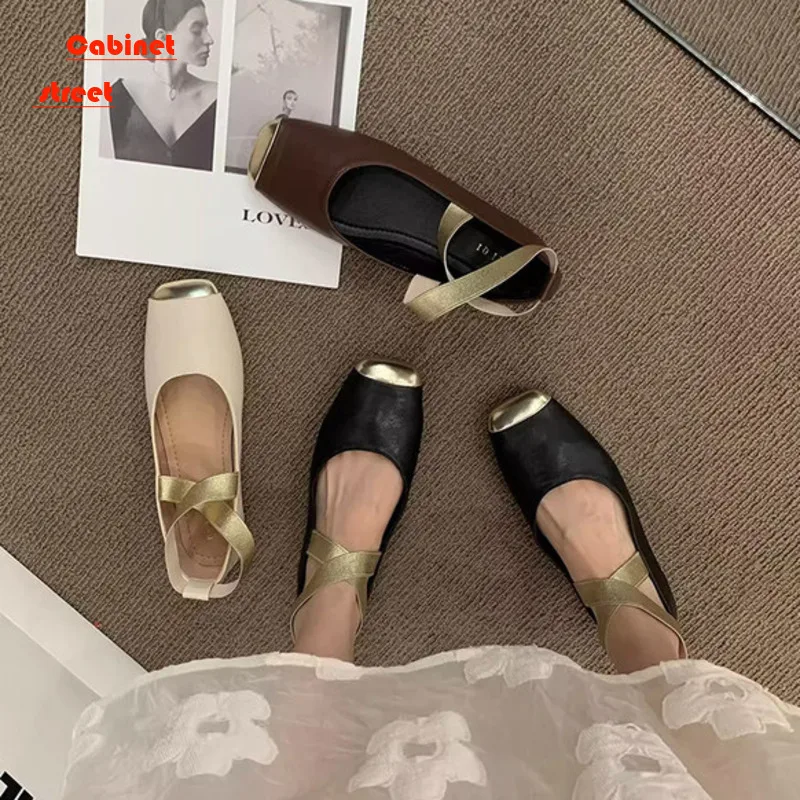Vintage Black Mary Jane Women's Shoes Spring and Autumn New Ballet Single Shoe Flat with Skirt Fairy Small Leather Shoes