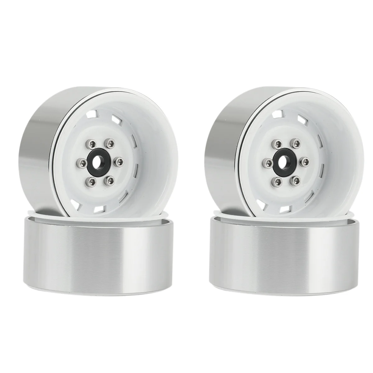 

4PCS 1.9Inch Metal Beadlock Wheel Hub Rim for 1/10 RC Crawler Car White