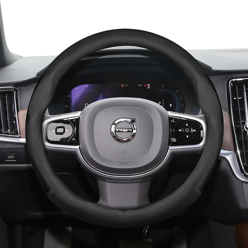 Suitable for Volvo Ultra-Thin Breathable Leather Steering Wheel Cover Suitable for V40 V70 S60 C30 S40 S90 Xc90 Xc70 Xc60 2009 2010 Fh Ex30 S80 Xc40 V60 2020 V90Cc V60Cc Vnr V50 V90 740 940