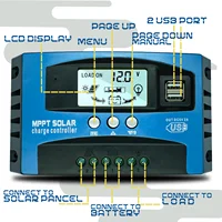 Polestar contrôleur de Charge solaire 12V 24V 60A 80A 100A double USB écran LCD cellule automatique MPPT panneau régulateur de chargeur avec Charge 5