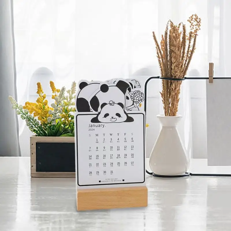 

Animal Calendars 2024 Durable Panda Monthly Removable desktop calendar high-looking decorative ornaments creative gift