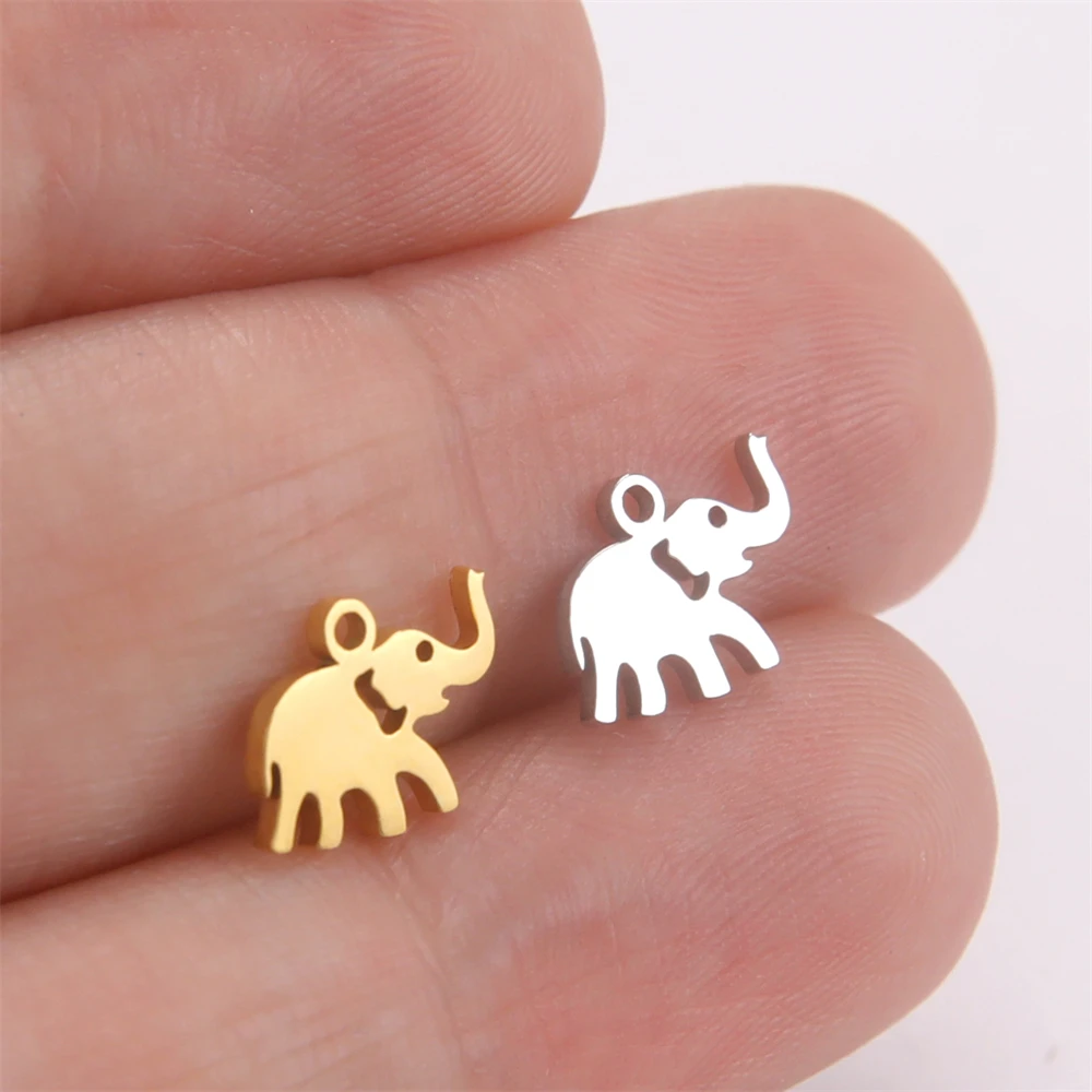 5 teile/los Großhandel niedlichen Elefanten Schmuck Charms Edelstahl Tiere winzige Anhänger Zubehör für Halskette Armband DIY machen – Detail 5