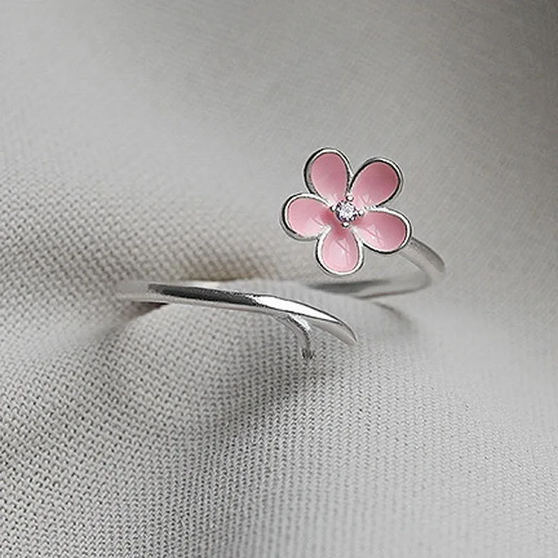 Korean Sweet Cute Flower Rings For Women Elegant Temperament