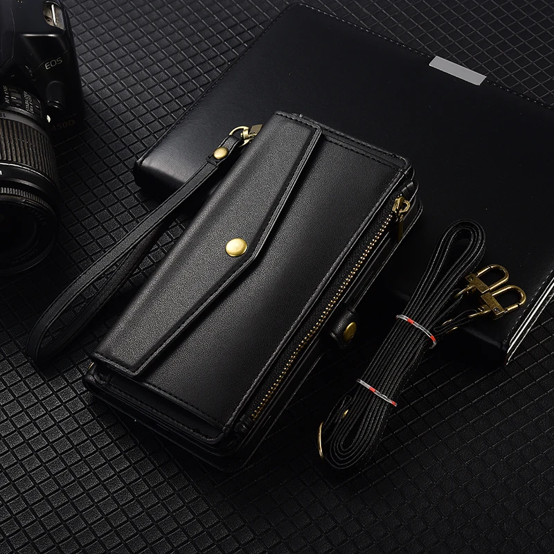 Crossbody Flip Wallet Phone Case with Stand and Card Slot