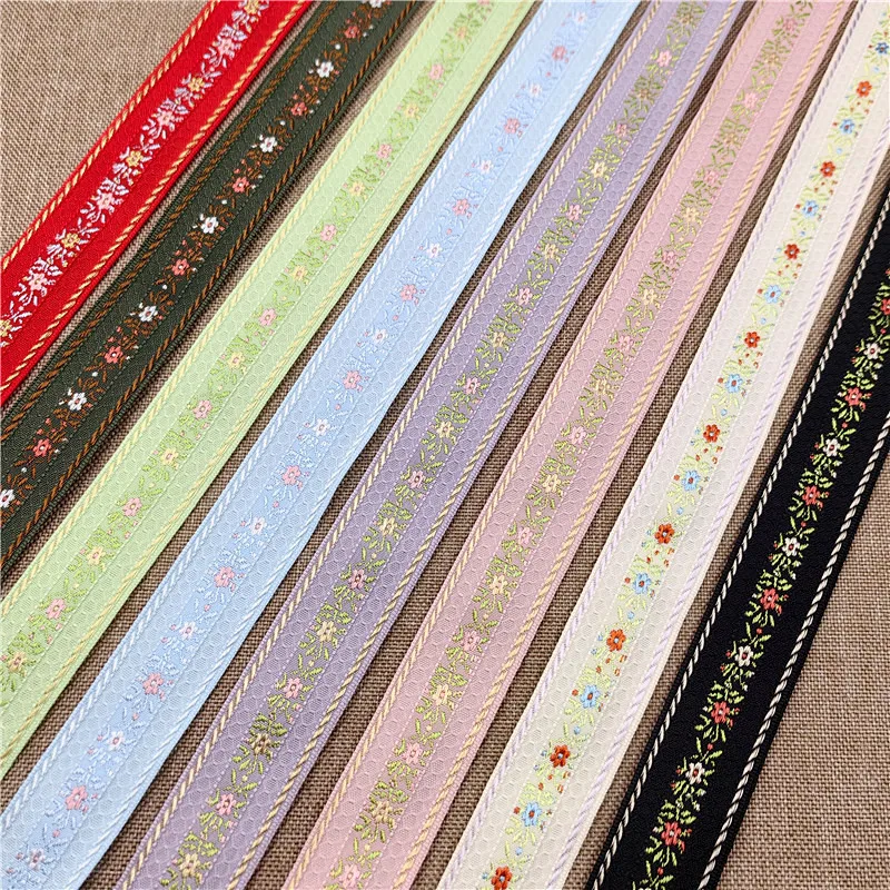 Little Flower Embroidered Jacquard Ribbon Webbing Lace For DIY Hair Ornaments Pet Collar Accessories 5Yards 25-35MM embroidery ribbon webbing ribbon sequins lace ribbon
