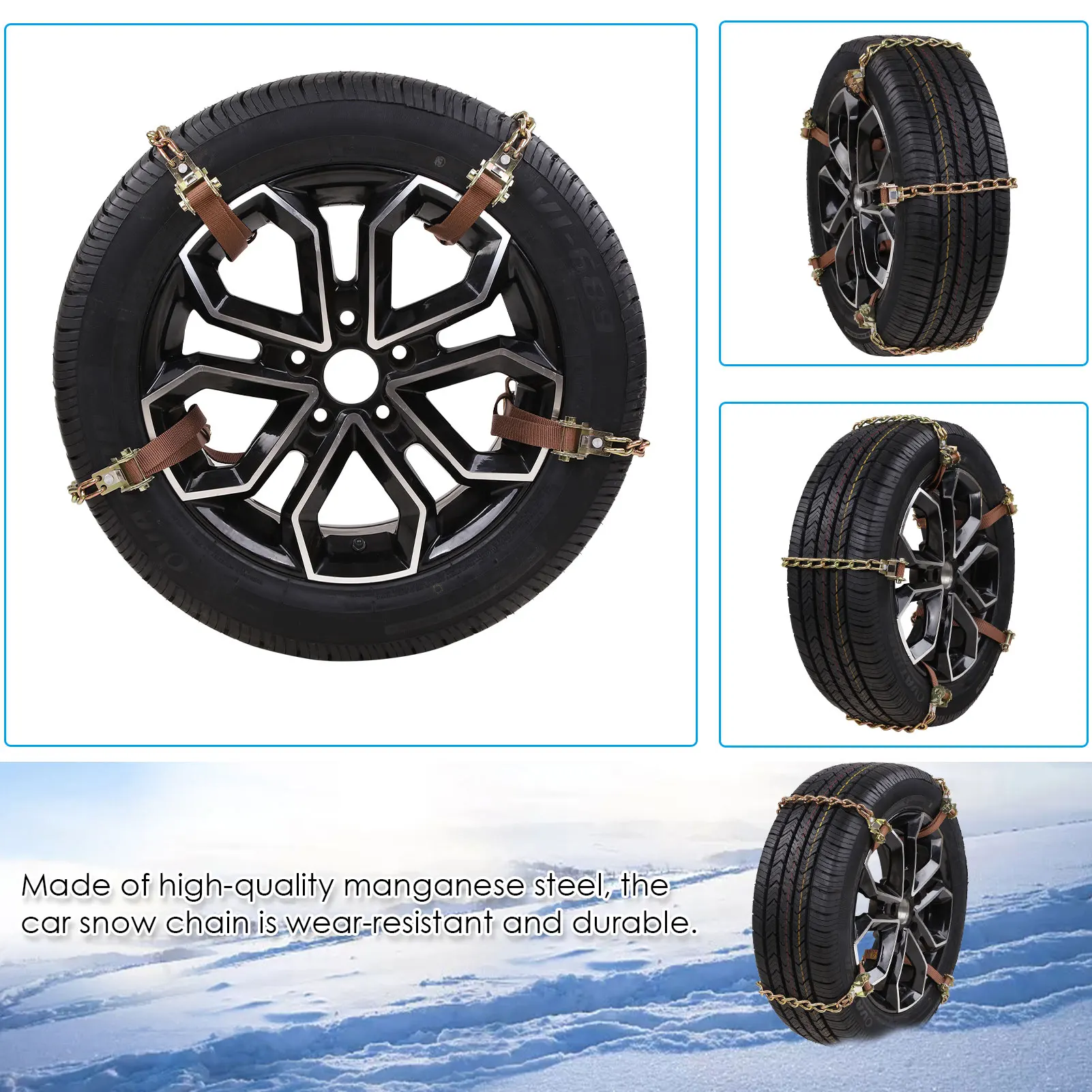6/8/10pcs Anti-Skid Snow Chains for Car Motorcycles Manganese Steel Wheels Anti-slip Tie Emergency Universal Lockout Artifact