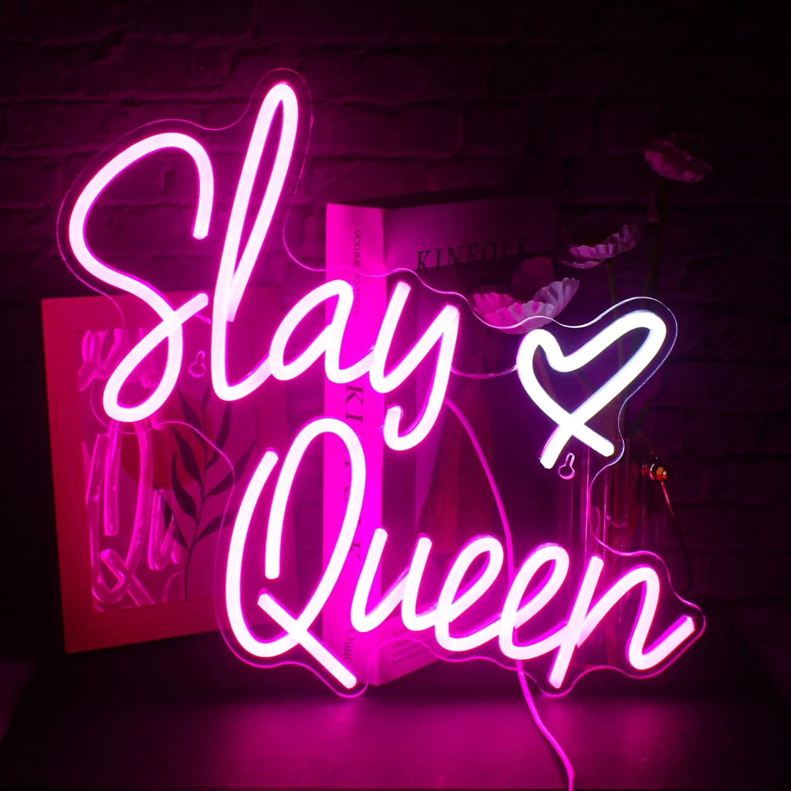 

Pink White LED Neon Light Up Signs for Wall Decor Neon Light for Bedroom Preppy Girl Aesthetic Room Dorm Decor Y2k Party Gifts