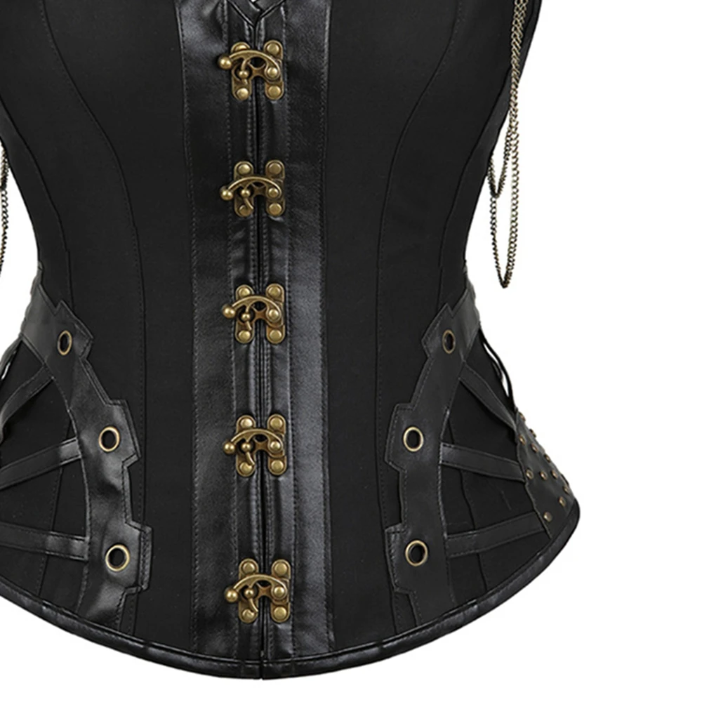 Women's Steampunk Strap Shirt Corset Sexy Gothic Crop Top  Zipper Plus Size Clubwear Medieval Costumes Halloween Underwear