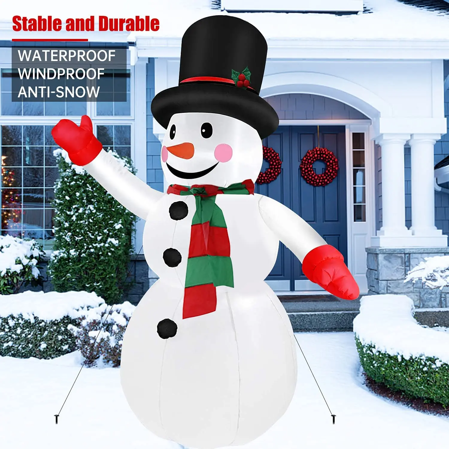 

8FT Christmas Inflatables Snowman Inflatable with Red Hand Xmas Holiday LED Lights Home Garden Christmas Decorations