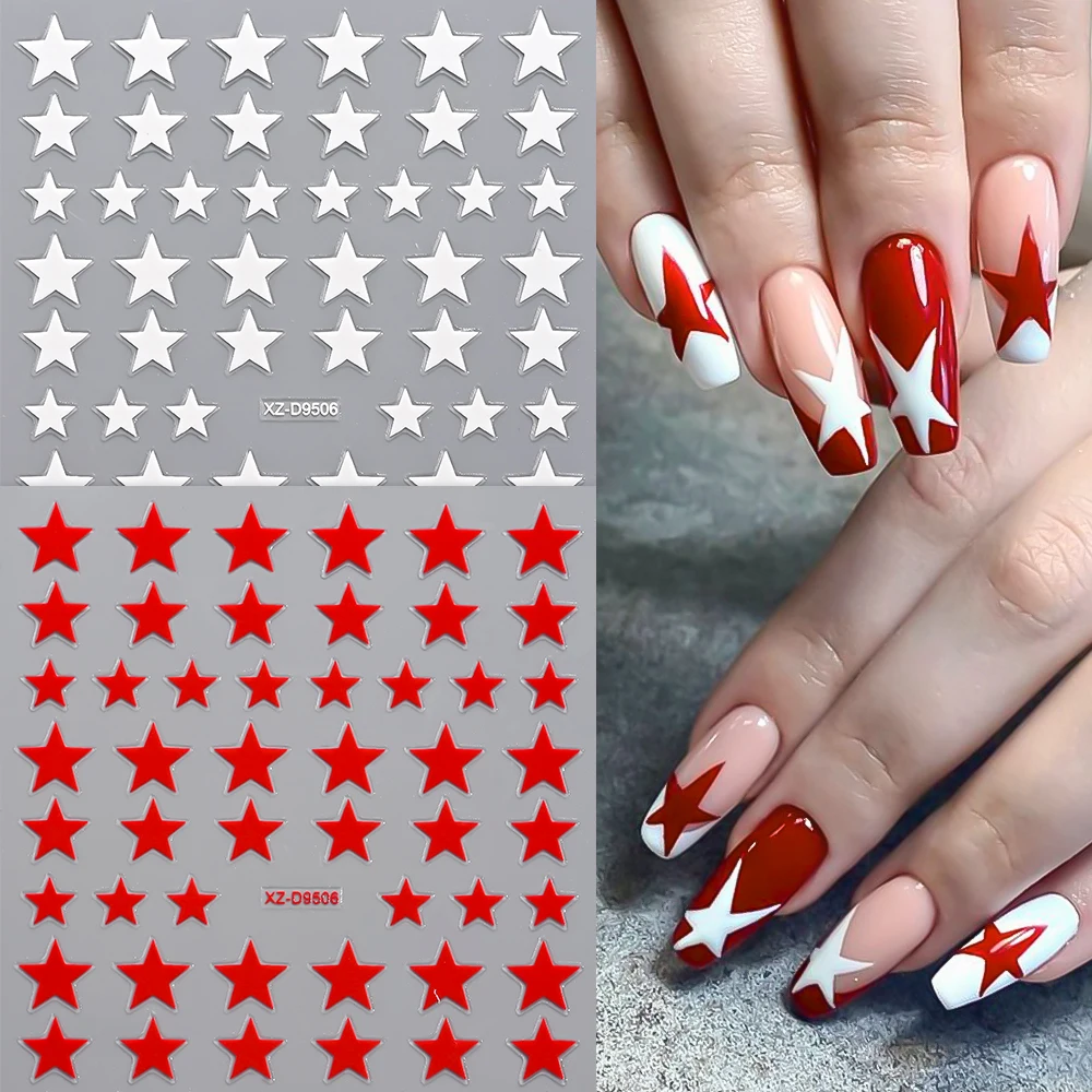 8PCS Rosa Gold Schwarz Stern Nail art Aufkleber Hochglanz Metallic Pentagramm Design Slider Aufkleber Y2K Maniküre Liefert Dekoration – Detail 13