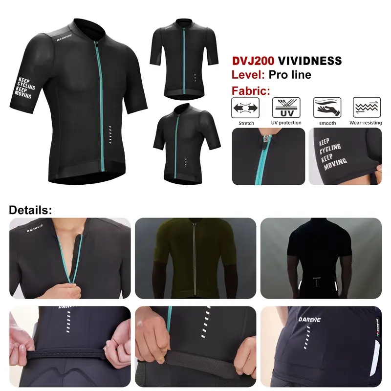 DAREVIE Cycling Jersey Anti-UV SPF 50+ Anti-Slip Pro Line Man Cycling Maillot Cool Technology Quickly Dry Female Clothing - Image 4