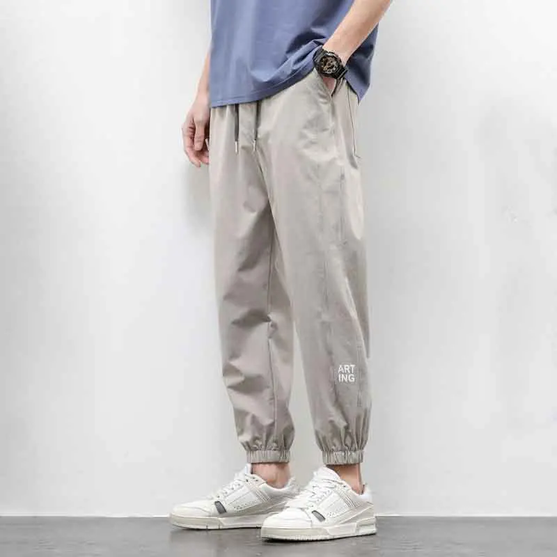 Summer Men Clothing Casual Sweatpants Korean Streetwear Fashion Male Quick Drying Elastic Waist Thin Versatile Loose Trousers