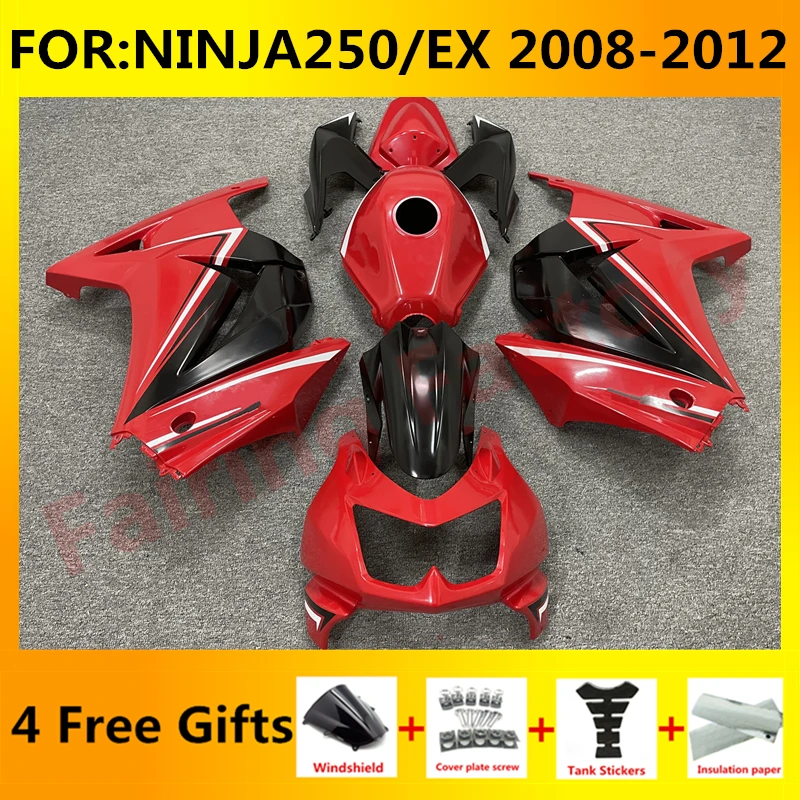 

New ABS Motorcycle full Fairing kits Fit for ninja 250 ninja250 2008 2009 2010 2011 2012 EX250 ZX250R fairings kit set red black