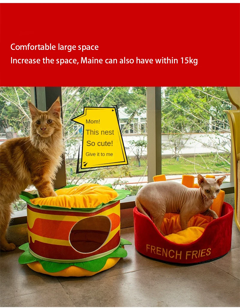 Deep Sleep Comfort In Winter Cat Bed Hamburg Iittle Basket Small Dog House Pets Tent Cozy Cave Nest Indoor Cama Gato Products