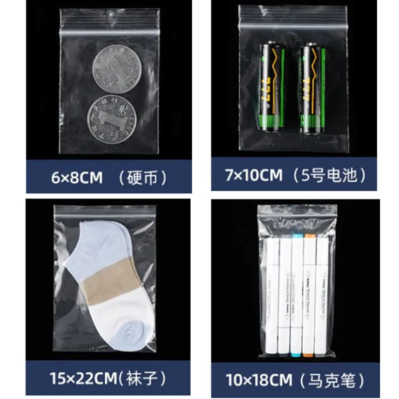 100Pcs Self Sealing Zip Lock Bags,Plastic Jewelry Storage Bags ,Food Storage Reclosable Poly Clear Packaging Bags 5