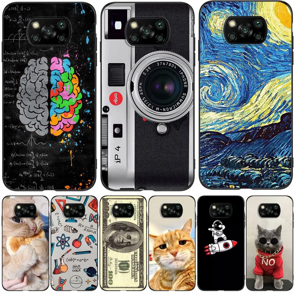 Per Xiaomi Poco X3 Pro Nfc Custodia Cover Posteriore Del Telefono Custodia In Silicone Nero Tpu Brain Math Cat Dog