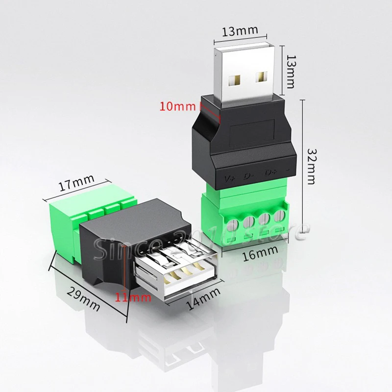 3 Stück/Set USB 2.0 lötfreier Adapter A-Typ Stecker/Buchse auf 4-Pin/5-Pin Schraubklemmen-Stecker, geeignet für DIY-Bausätze ohne Montage – Detail 13
