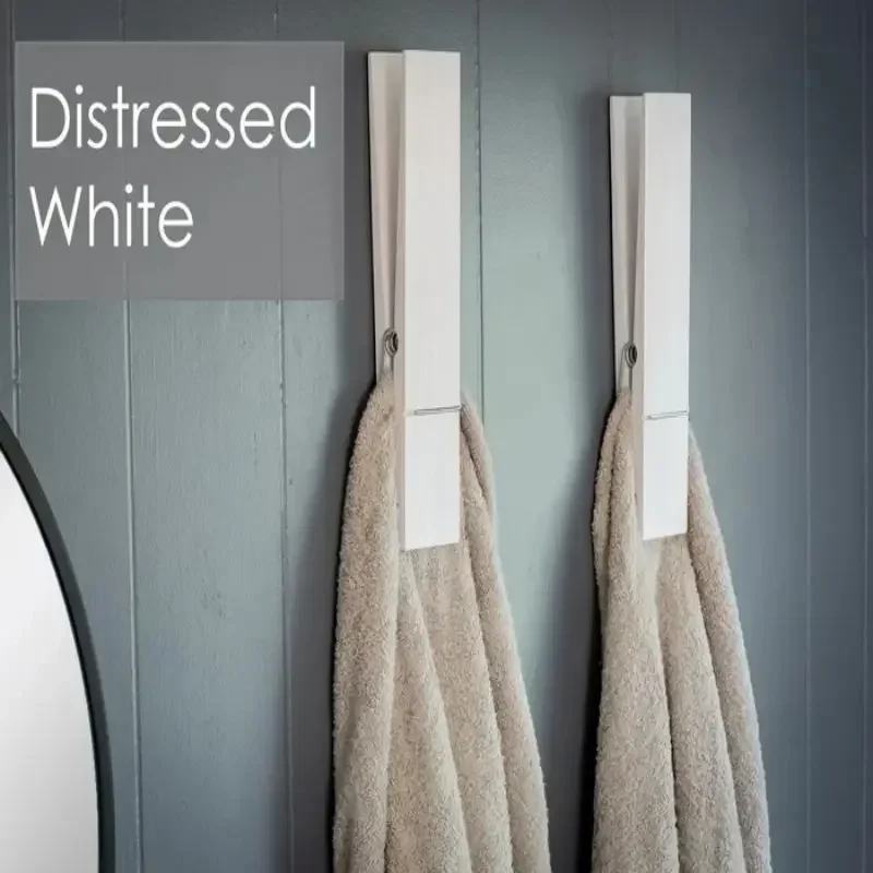 Clothespin Bathroom Towel Holder Wooden Giant Towel Clip Wall Mounted Bathroom Holder Rural Style Large Clothespin Hook towel holder windproof clothespins