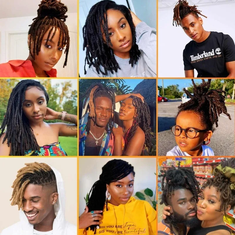 0.2cm locks Extensions Handmade Dreadlocks Human Hair Afro Dreadlocks Extensions Brazilian Real Human Hair For Women/Men 6