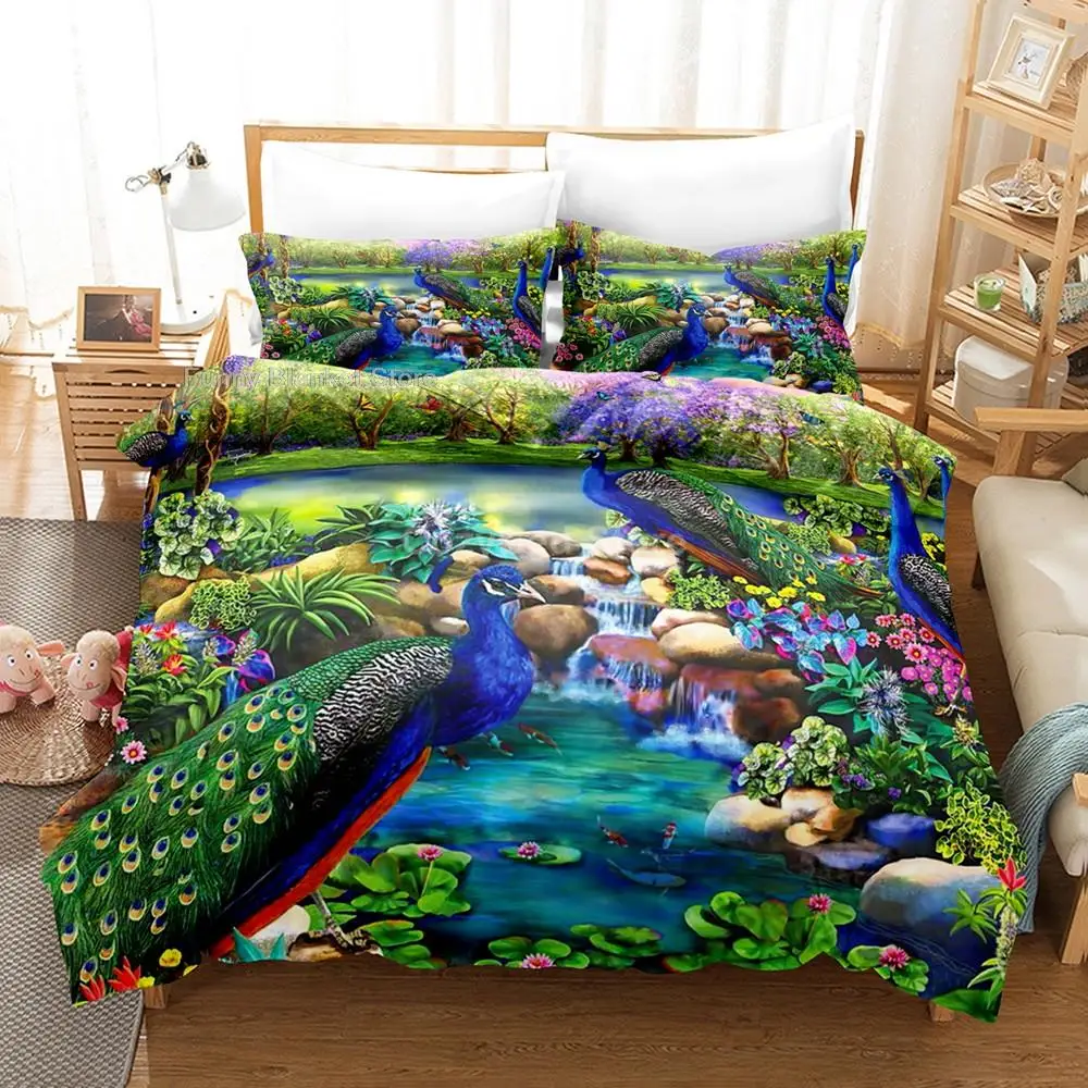 Animal Peacock 3d Bedding Set Scenery Duvet Cover Sets Comforter Bed